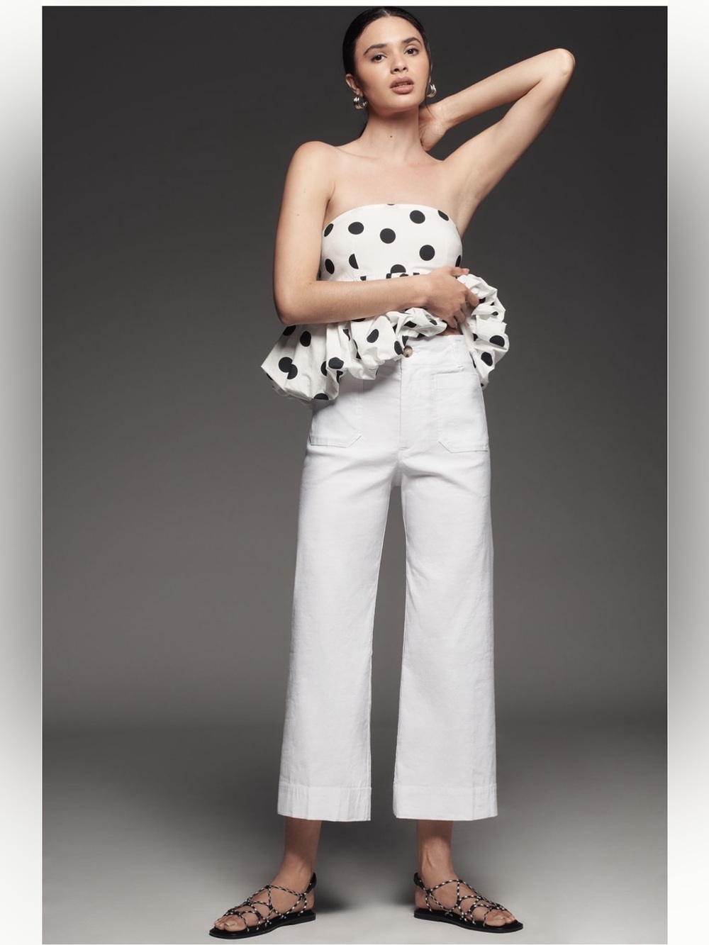 Maeve The Colette White High-Rise Cropped Wide-Leg Pants